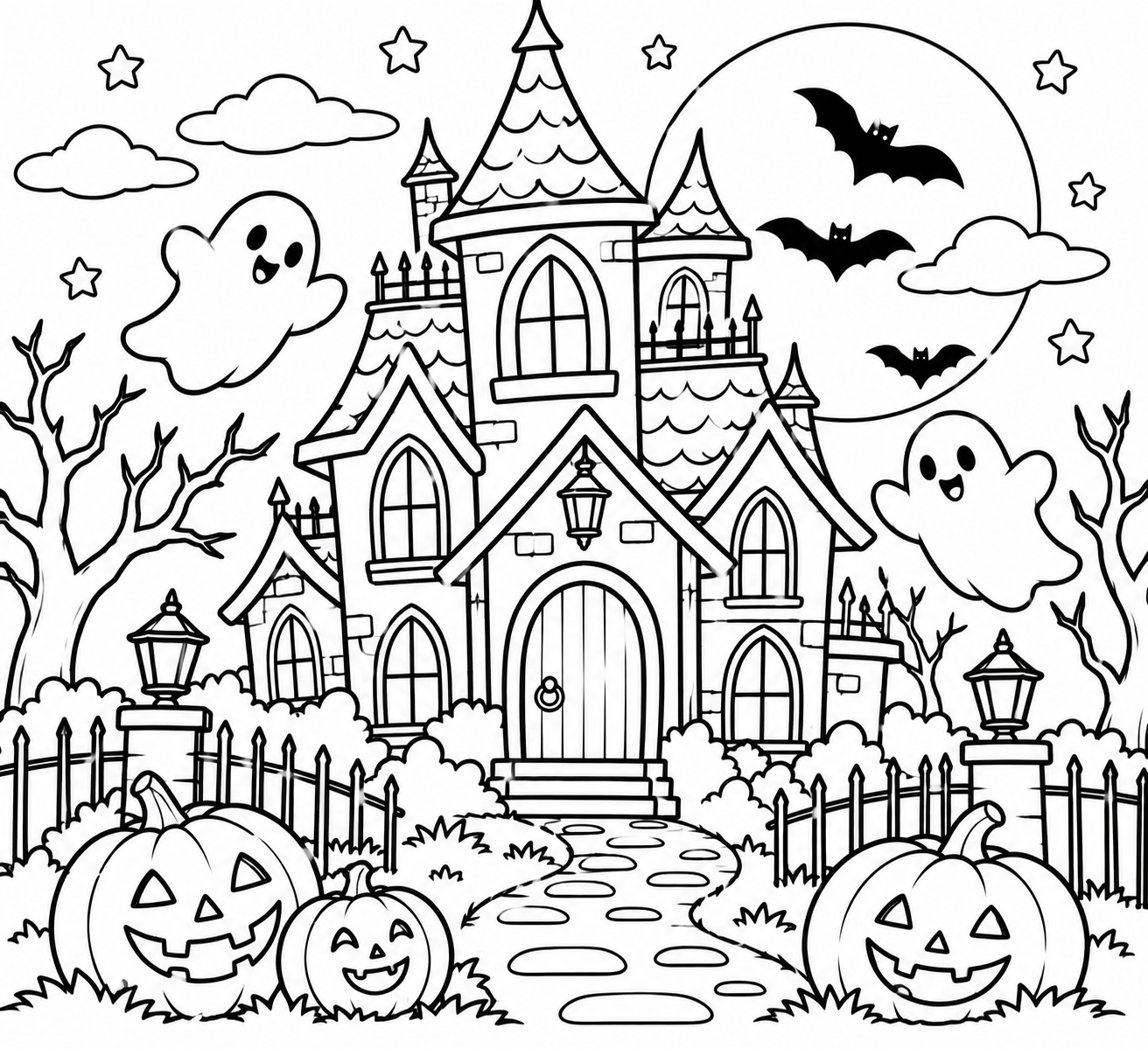 Haunted House Coloring Page coloring page preview
