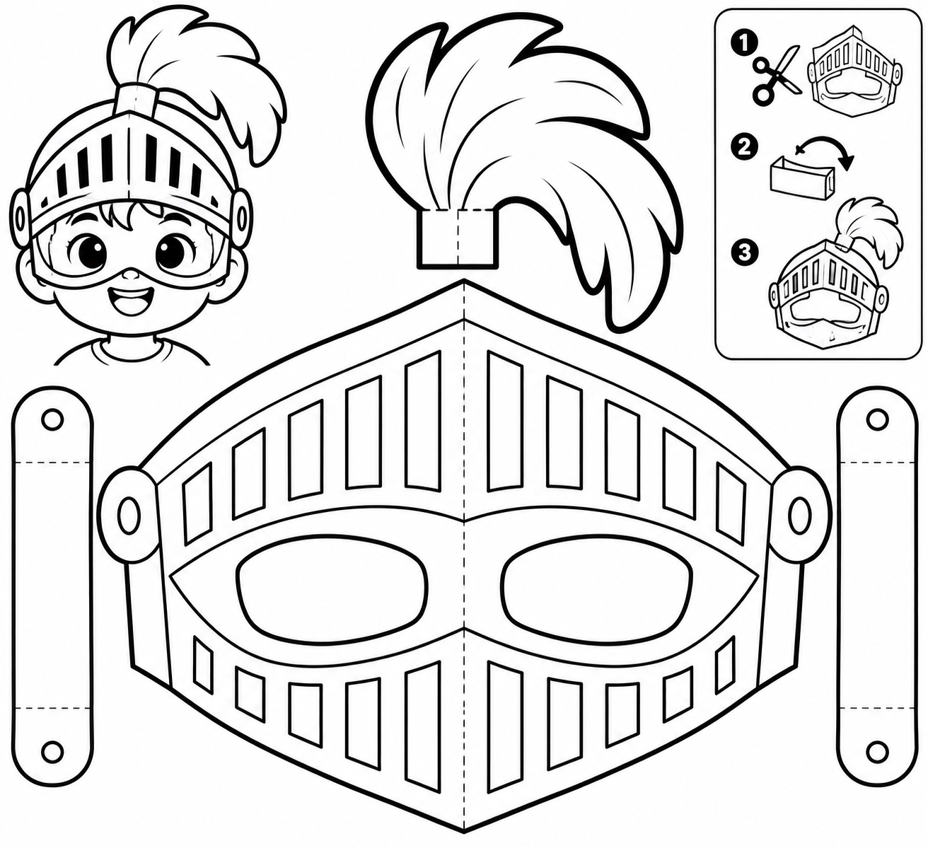 Knight Helmet Paper Cutting printable preview